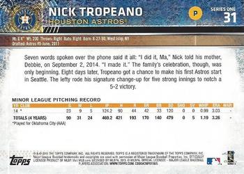 2015 Topps #31 Nick Tropeano Back