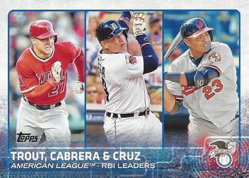 2015 Topps #98 American League RBI Leaders (Mike Trout / Miguel Cabrera / Nelson Cruz) Front