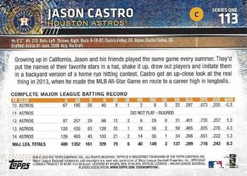 2015 Topps #113 Jason Castro Back