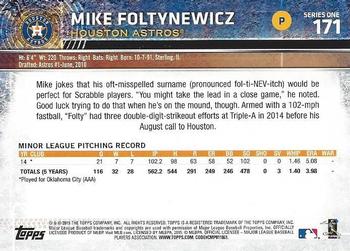 2015 Topps #171 Mike Foltynewicz Back