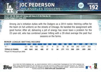 2015 Topps #192 Joc Pederson Back