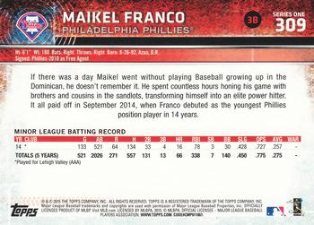 2015 Topps #309 Maikel Franco Back