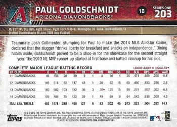 2015 Topps #203 Paul Goldschmidt Back