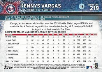 2015 Topps #219 Kennys Vargas Back