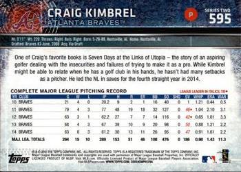 2015 Topps #595 Craig Kimbrel Back