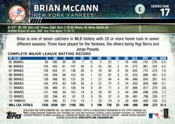 2015 Topps #17 Brian McCann Back