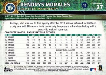 2015 Topps #27 Kendrys Morales Back