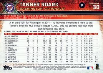 2015 Topps #30 Tanner Roark Back
