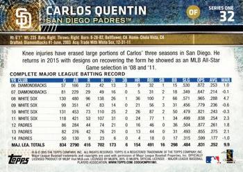 2015 Topps #32 Carlos Quentin Back
