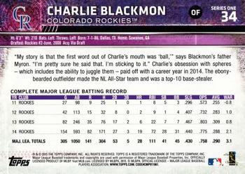 2015 Topps #34 Charlie Blackmon Back