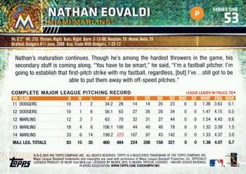 2015 Topps #53 Nathan Eovaldi Back