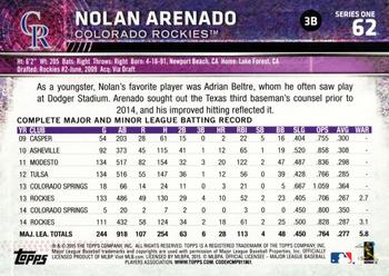 2015 Topps #62 Nolan Arenado Back