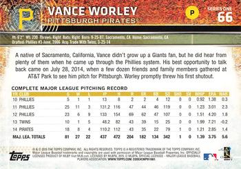 2015 Topps #66 Vance Worley Back
