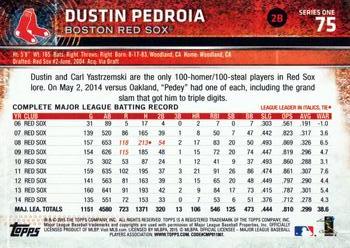 2015 Topps #75 Dustin Pedroia Back