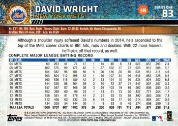 2015 Topps #83 David Wright Back