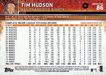 2015 Topps #86 Tim Hudson Back