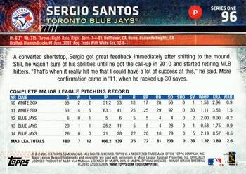 2015 Topps #96 Sergio Santos Back