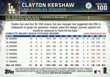 2015 Topps #100 Clayton Kershaw Back