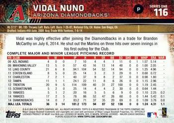 2015 Topps #116 Vidal Nuno Back