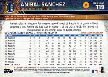 2015 Topps #119 Anibal Sanchez Back