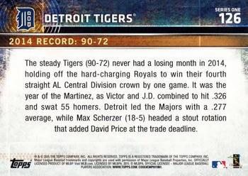 2015 Topps #126 Detroit Tigers Back