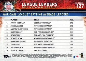 2015 Topps #127 National League Batting Average Leaders (Justin Morneau / Josh Harrison / Andrew McCutchen) Back