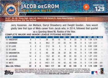 2015 Topps #129 Jacob deGrom Back