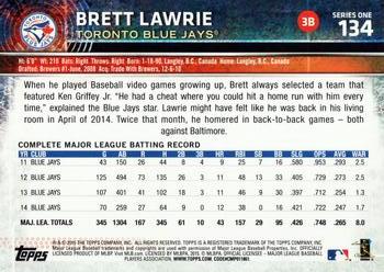 2015 Topps #134 Brett Lawrie Back