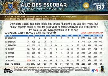 2015 Topps #137 Alcides Escobar Back