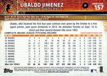 2015 Topps #157 Ubaldo Jimenez Back
