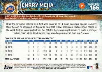2015 Topps #166 Jenrry Mejia Back