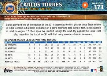 2015 Topps #173 Carlos Torres Back