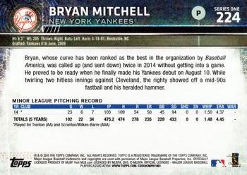2015 Topps #224 Bryan Mitchell Back