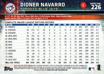 2015 Topps #226 Dioner Navarro Back