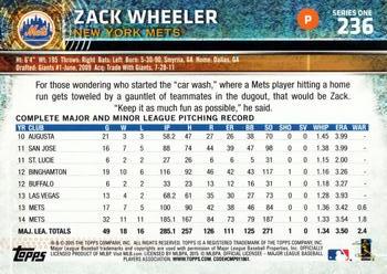 2015 Topps #236 Zack Wheeler Back