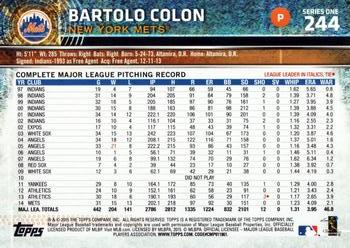 2015 Topps #244 Bartolo Colon Back