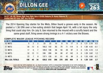 2015 Topps #263 Dillon Gee Back