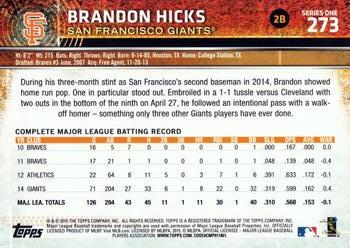 2015 Topps #273 Brandon Hicks Back