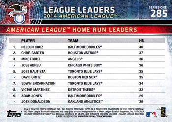 2015 Topps #285 AL Home Run Leaders Chris Carter Mike Trout Nelson Cruz 
