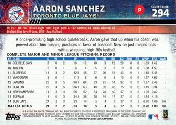 2015 Topps #294 Aaron Sanchez Back