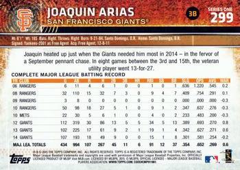 2015 Topps #299 Joaquin Arias Back
