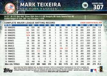 2015 Topps #307 Mark Teixeira Back