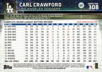 2015 Topps #308 Carl Crawford Back
