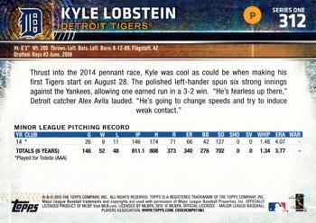 2015 Topps #312 Kyle Lobstein Back