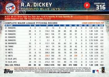 2015 Topps #316 R.A. Dickey Back