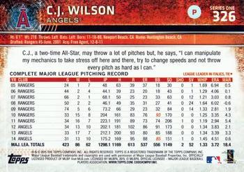2015 Topps #326 C.J. Wilson Back