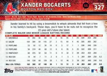 2015 Topps #327 Xander Bogaerts Back