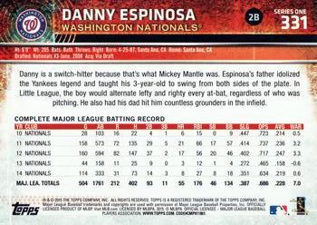 2015 Topps #331 Danny Espinosa Back