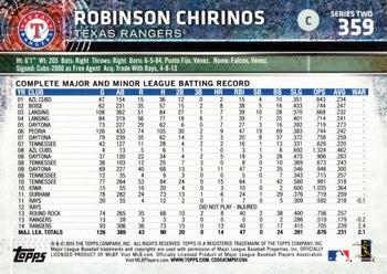2015 Topps #359 Robinson Chirinos Back