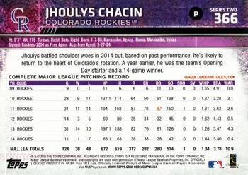 2015 Topps #366 Jhoulys Chacin Back